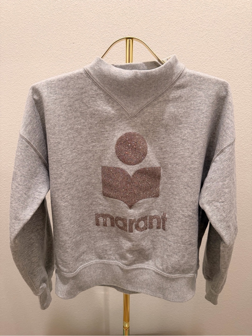 Isabel Marant Etoile Moby Glitter Logo Sweatshirt Gray Size 40 - Picture 2 of 8